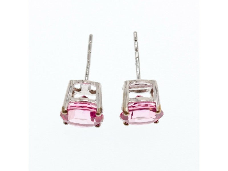 925 Sterling Silver Morganite Stud Earrings