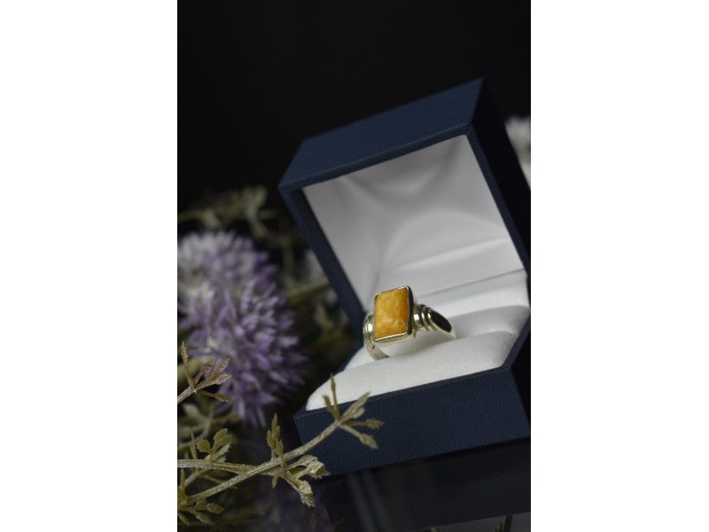 925 Sterling Silver Yellow Jasper Ring Size 7.5
