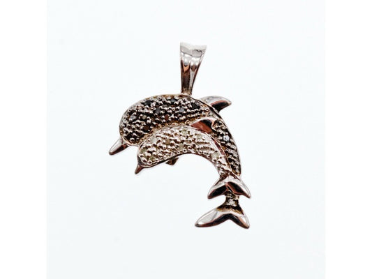 925 Sterling Silver Spinel Dolphins Pendant