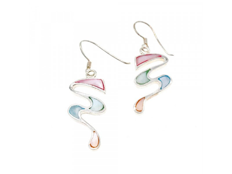925 Sterling Silver Multicolor Enamel Earrings