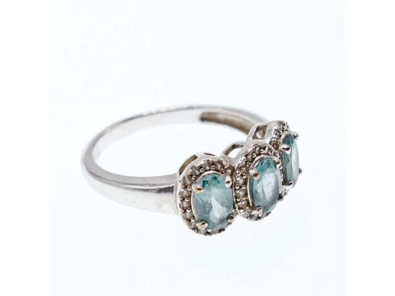 925 Sterling Silver Tourmaline & Quartz Ring Size 7