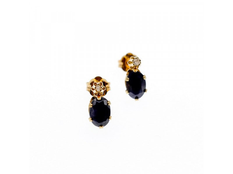 14K Yellow Gold Almandine & Diamond Earrings