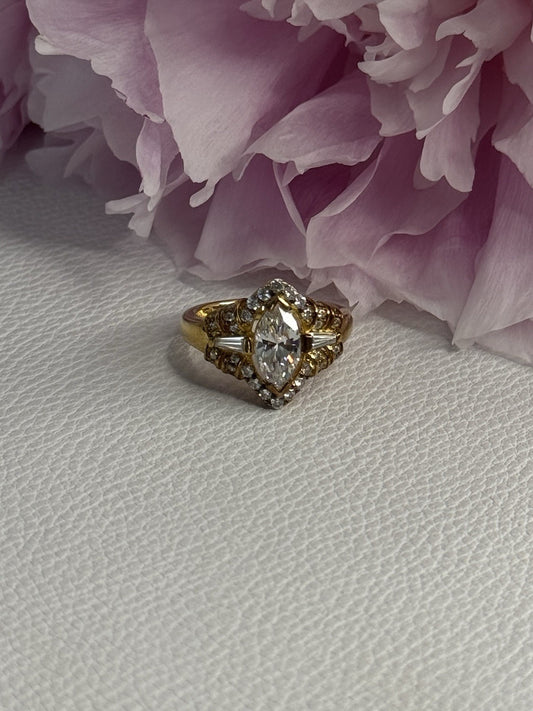 925 Sterling Silver Gold Plated CZ Ring Size 5