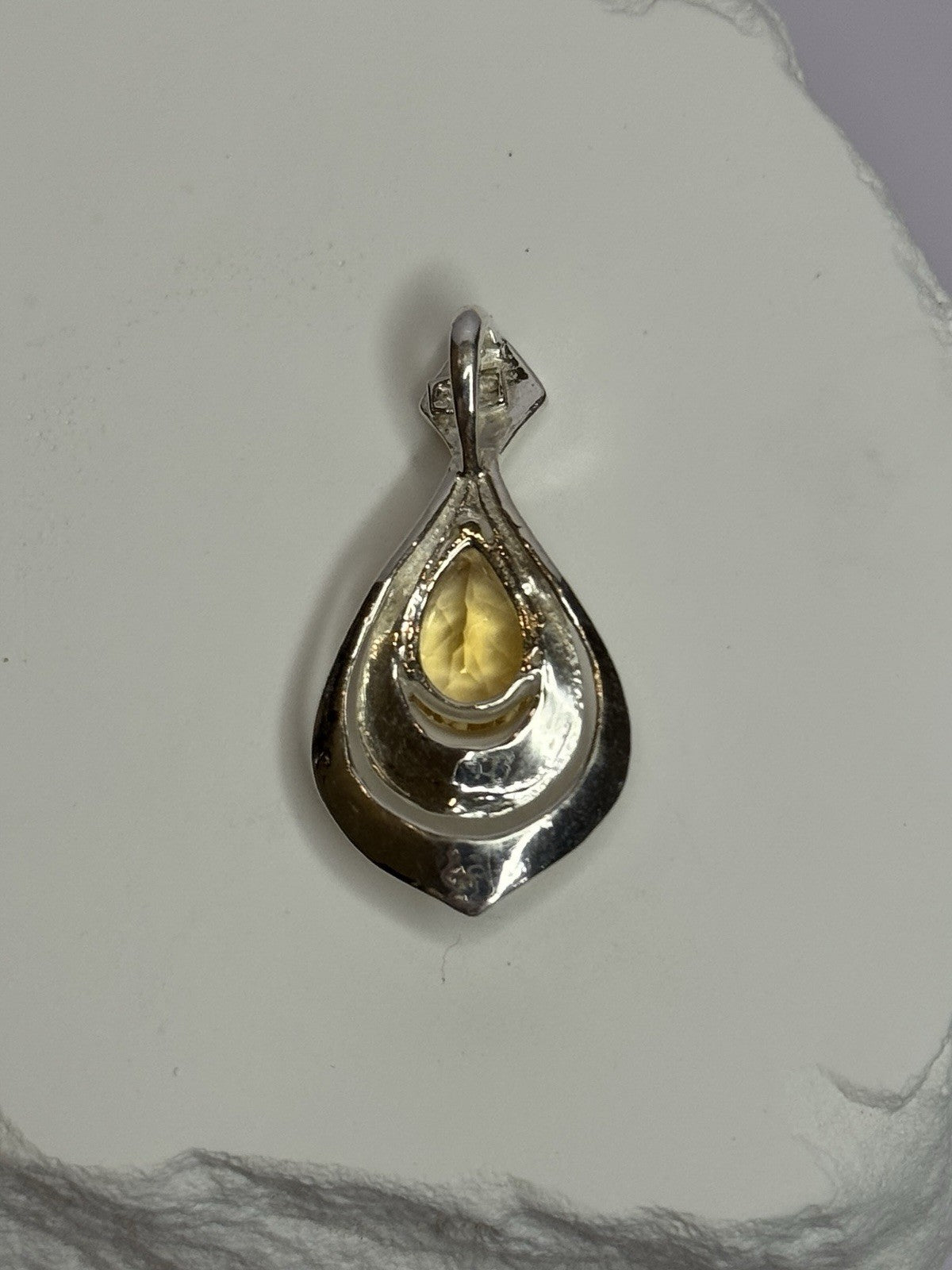 925 Sterling Silver Citrine Pear Pendant Length 1.3 Inch