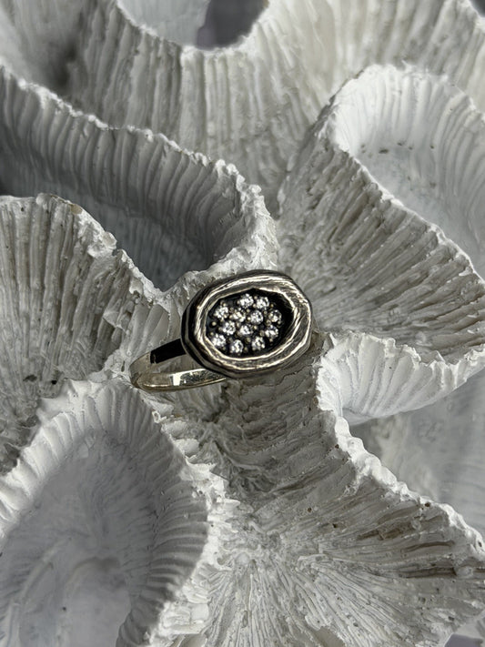 Unique Design 925 Sterling Silver Cz Ring Size 8