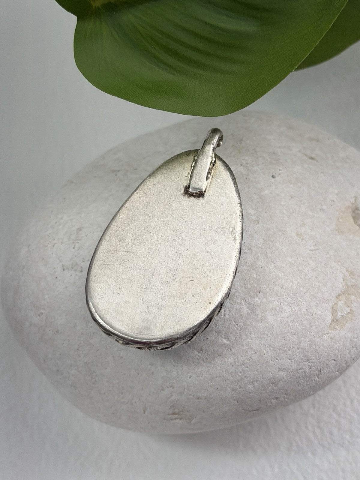 925 Sterling Silver Turquoise Pendant Length 1.8 in