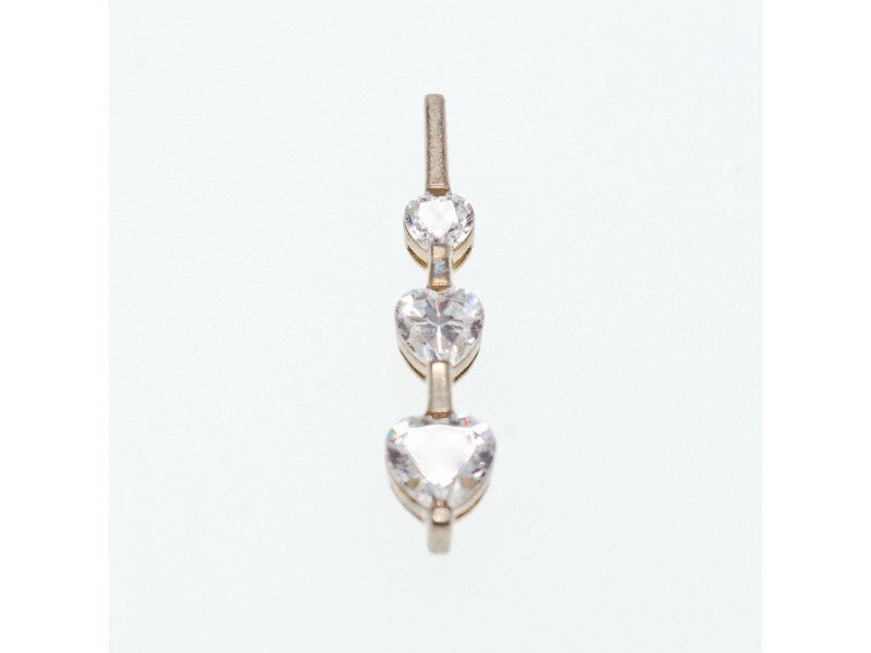 925 Sterling Silver CZ Three Hearts Pendant