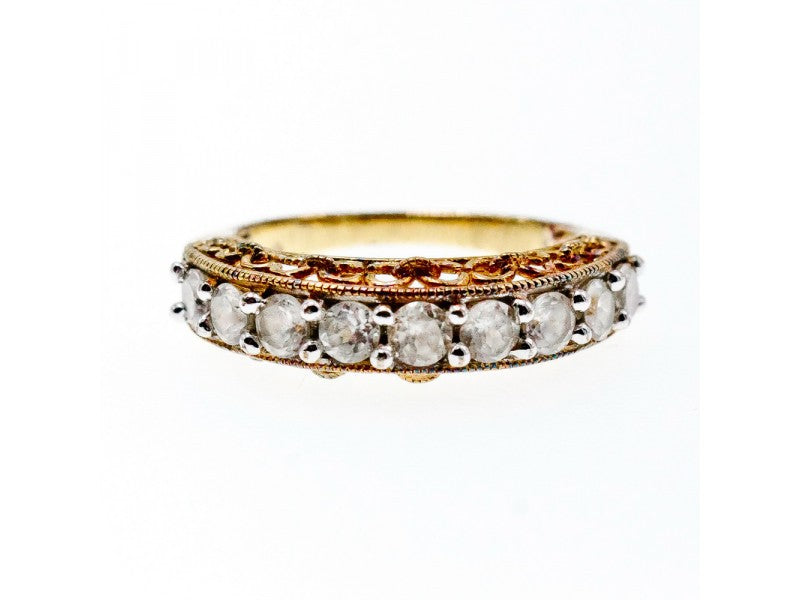 925 Sterling Silver Gold Plated White CZ Ring Size 7