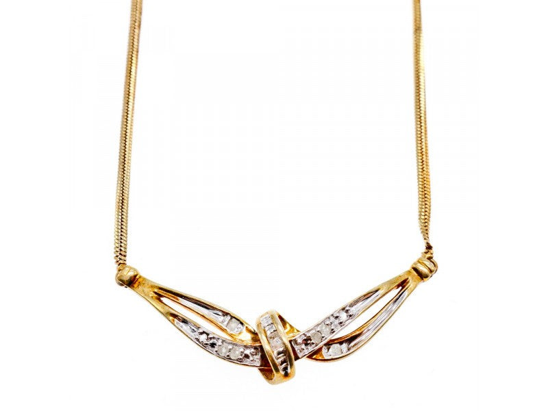 925 Sterling Silver Gold Plated White Spinel Necklace 17.7 in