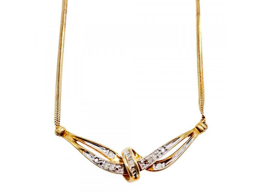 925 Sterling Silver Gold Plated White Spinel Necklace 17.7 in