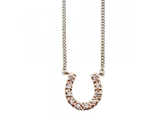 925 Sterling Silver CZ "Horseshoe" Chain with Pendant