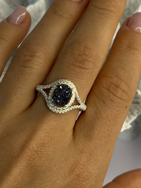 925 Sterling Silver Marcasite Ring Size 9.5