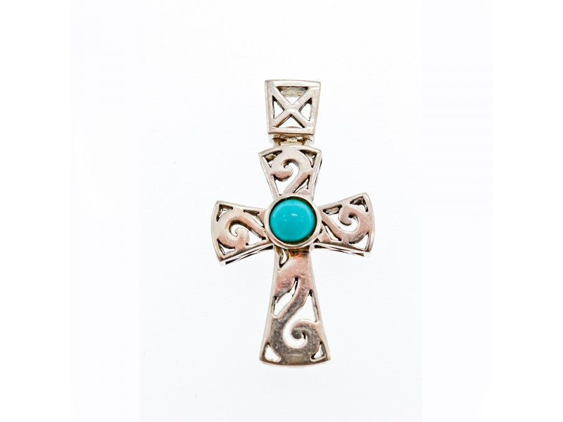 925 Sterling Silver Turquoise Cross Pendant
