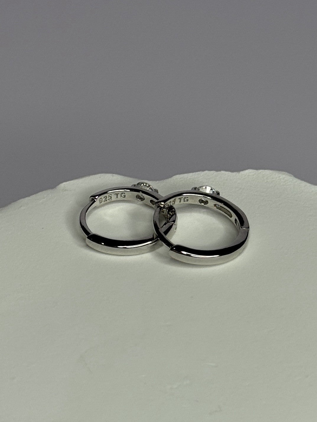 925 Sterling Silver Minimalist CZ Earrings Length 0.5 Inch
