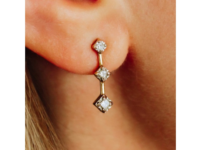 10K Yellow Gold Diamonds Earrings