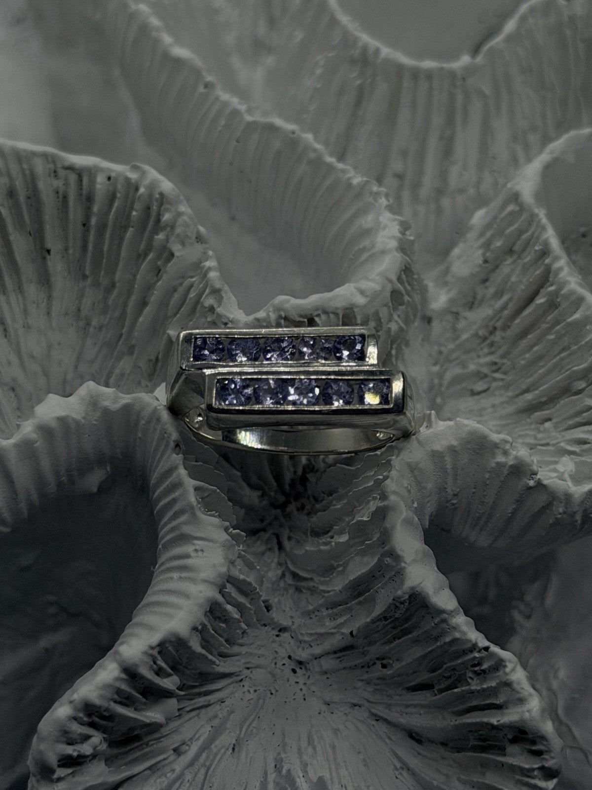 Channel Set Violet Iolite 925 Sterling Silver Ring Size 7