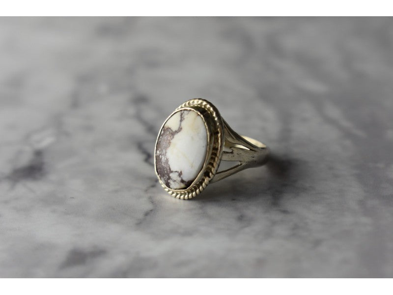 Vintage 925 Sterling Silver Moss Agate Ring Size 5.5