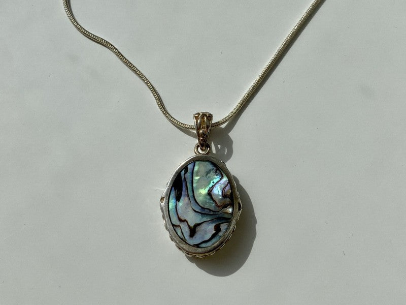 Vintage 925 Sterling Silver Haliotis Chain with Pendant