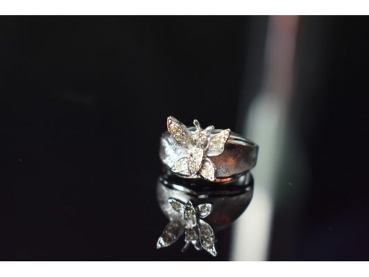 925 Sterling Silver CZ "Butterfly" Ring Size 9