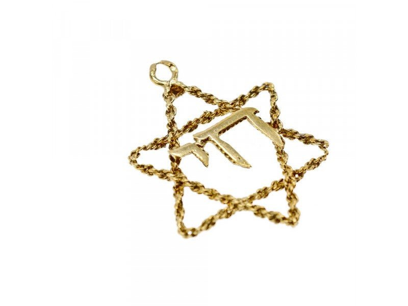 14K Yellow Gold Star OF David Pendant