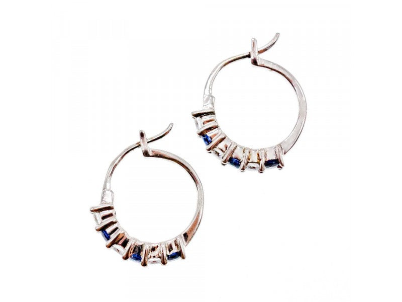 925 Sterling Silver Blue & White CZ Earrings