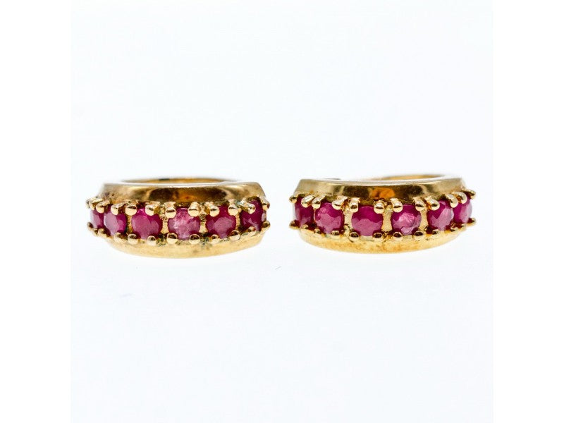 925 Sterling Silver Gold Plated Rubies Earrings