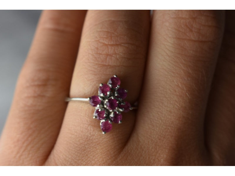 925 Sterling Silver Pink Topaz "Flower" Ring Size 6