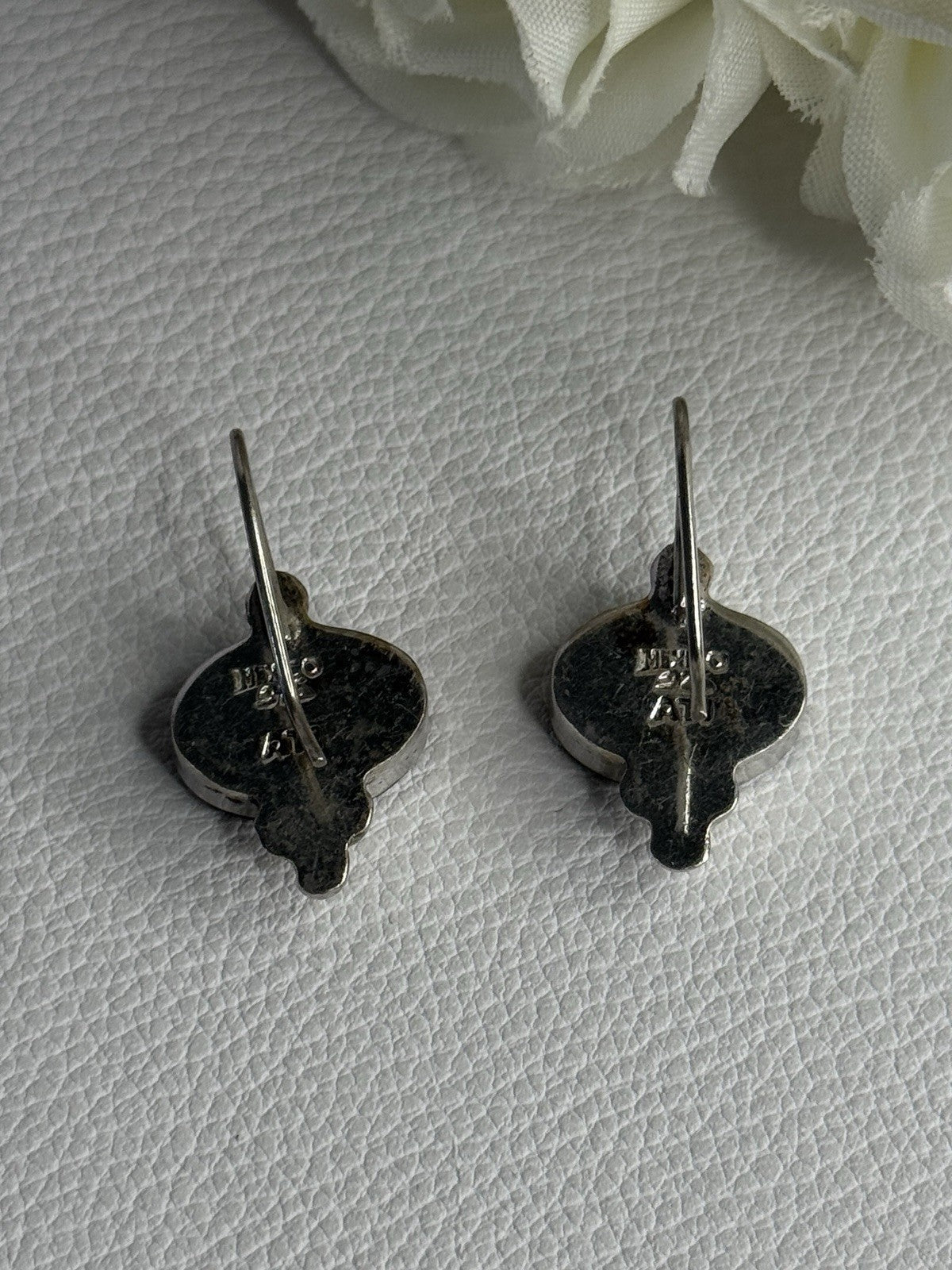 925 Sterling Silver Abalone Earrings Length 1.10 Inch