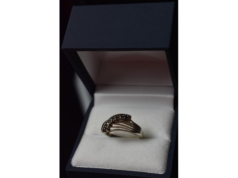 925 Sterling Silver Sapphires Ring Size 6.5