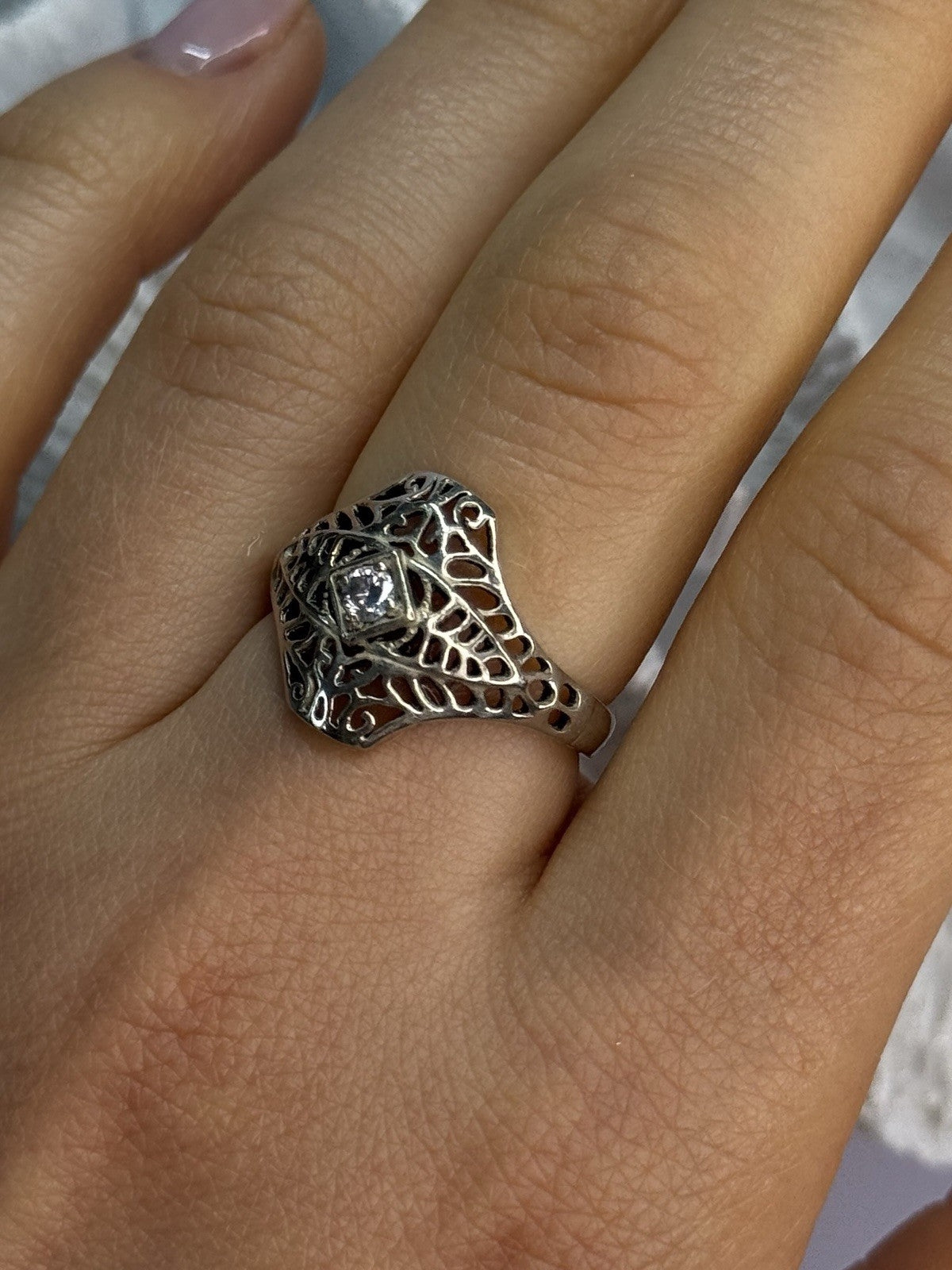 925 Sterling Silver Beryl Ring Size 8