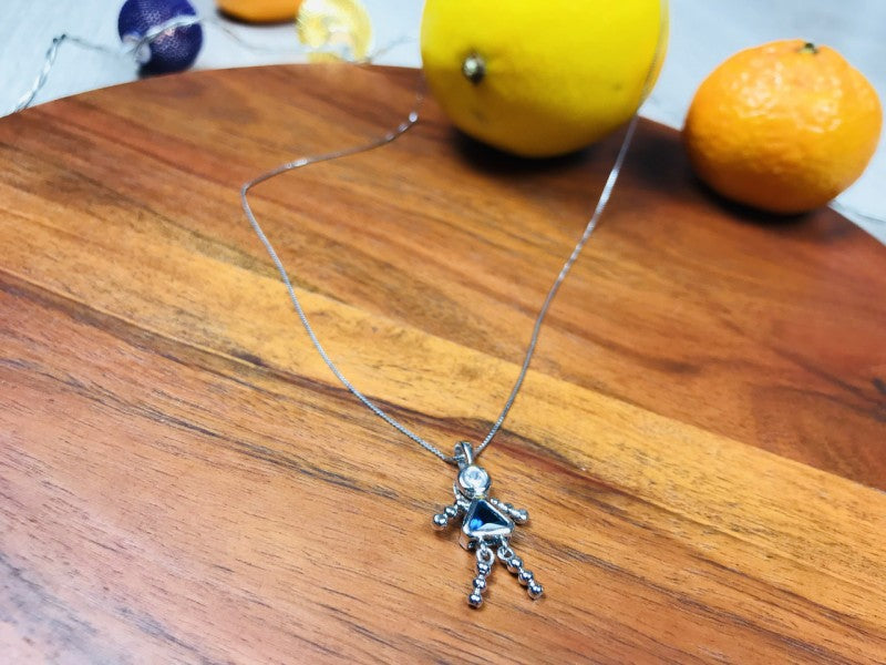 925 Sterling Silver CZ "Girl" Chain With Pendant