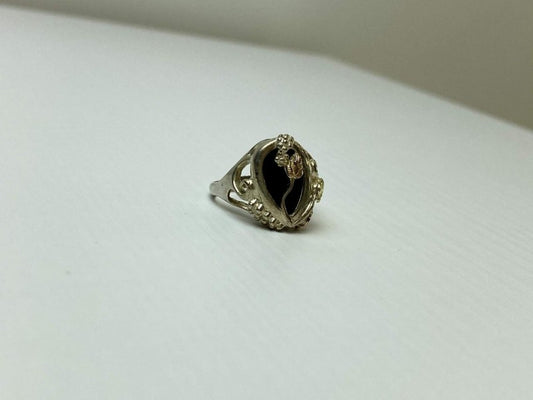 925 Sterling Silver Black Onyx Ring Size 6.5