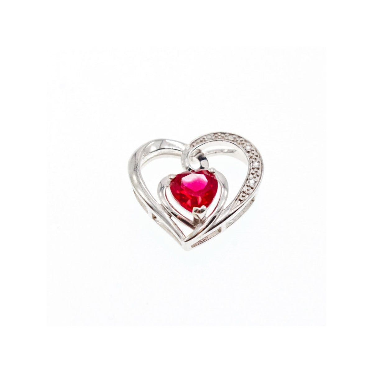 925 Sterling Silver Spinel & CZ "Heart" Pendant