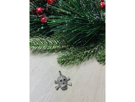 925 Sterling Silver CZ Skull Pendant