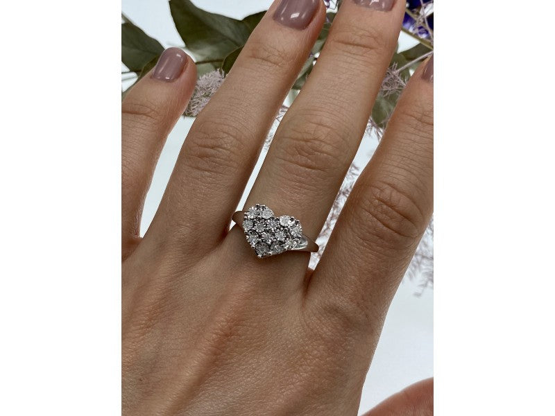 925 Sterling Silver Sapphires "Heart" Ring Size 9