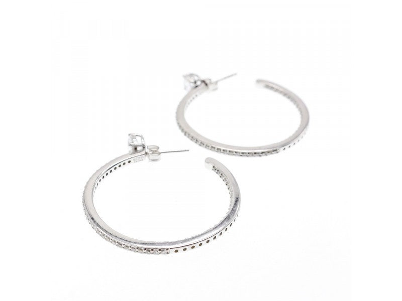 925 Sterling Silver CZ Hoop Earrings