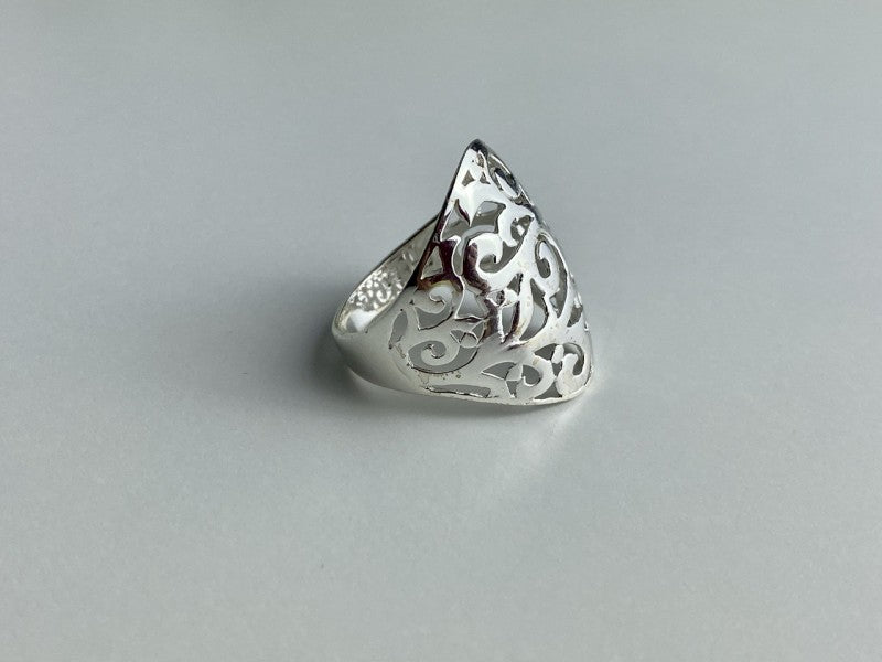 925 Sterling Silver Openwork Ring Size 7