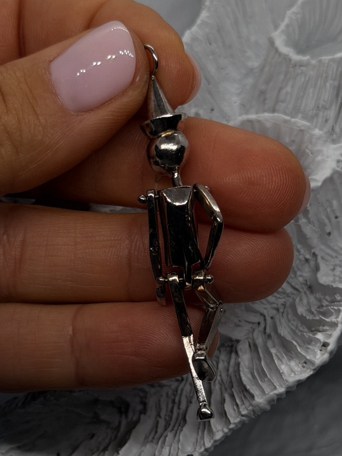 925 Sterling Silver Pinocchio Ruby Heart & Clear Topaz Eyes Pendant