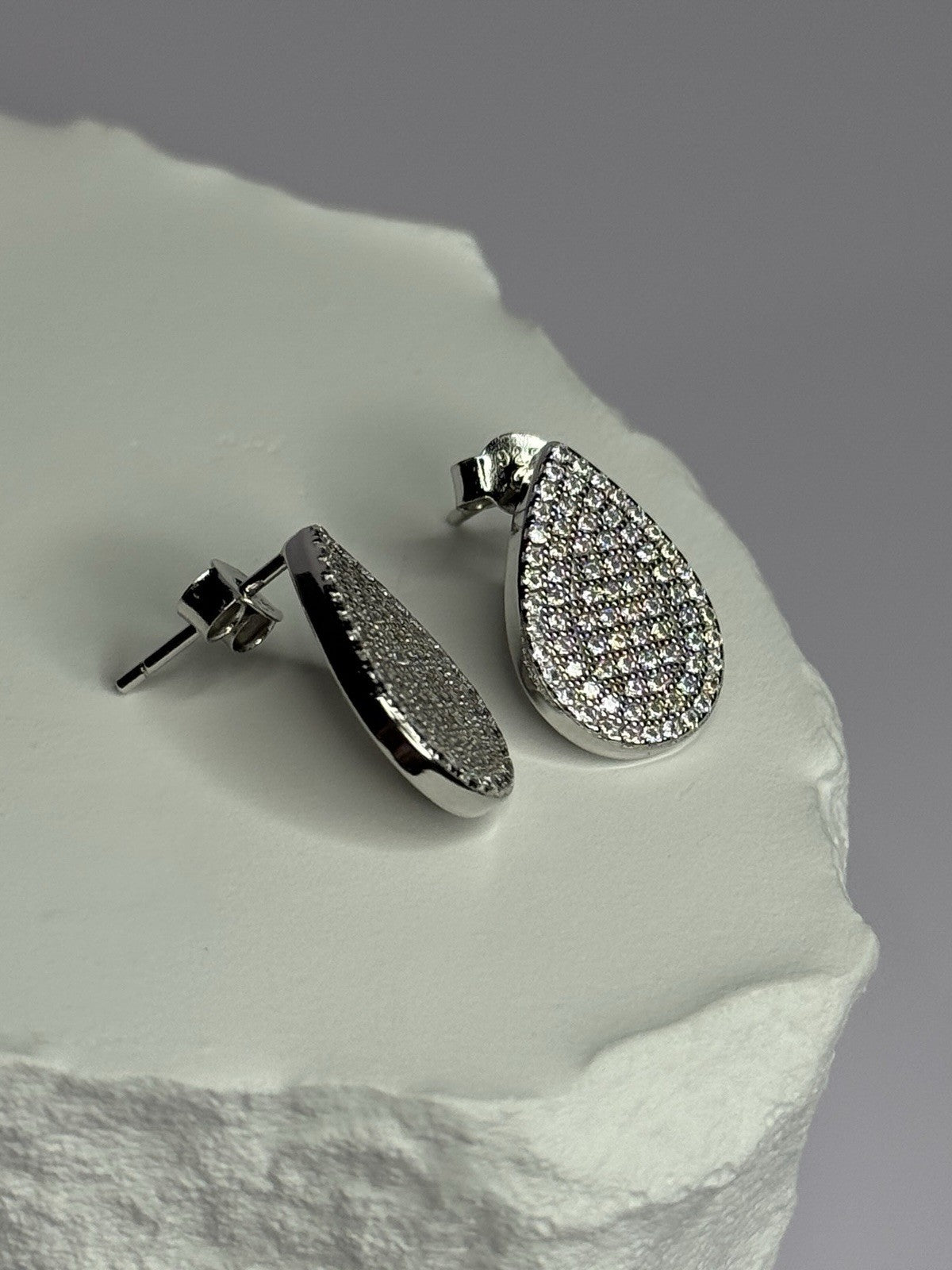 925 Sterling Silver Drop CZ Earrings Length 0.65 Inch