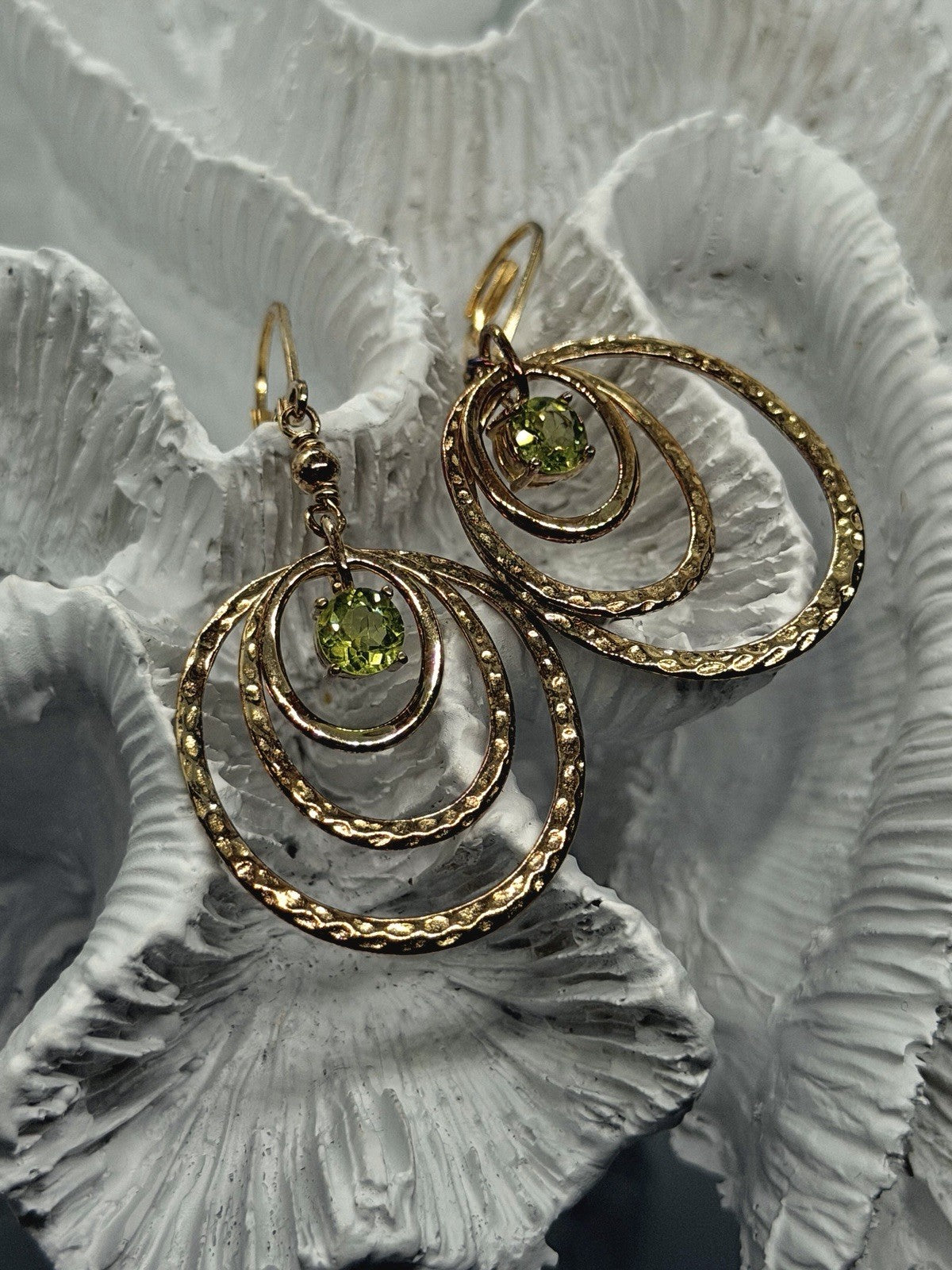 Elegant 925 Sterling Silver Gold Plated Green Peridot Earrings