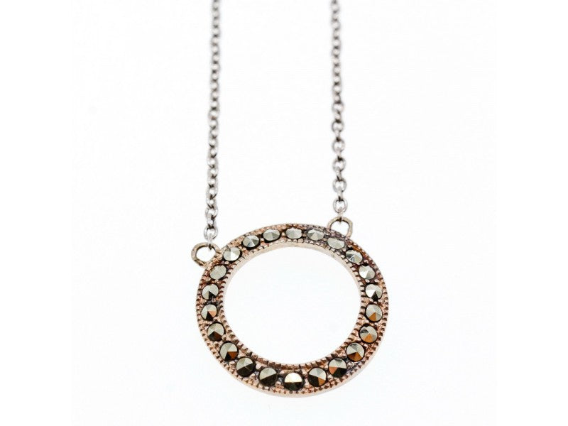 925 Sterling Silver Marcasites Pendant Necklace