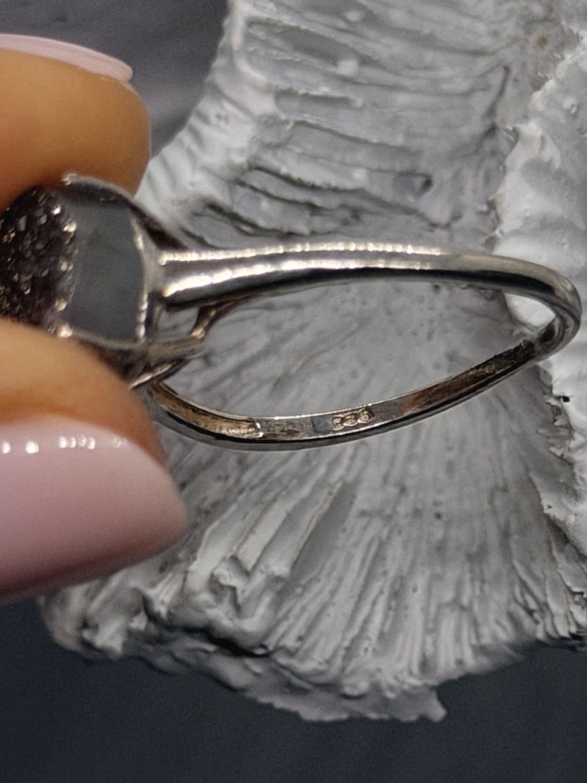 Vintage Sparkling 925 Sterling Silver Druzy Quartz Ring Size 9