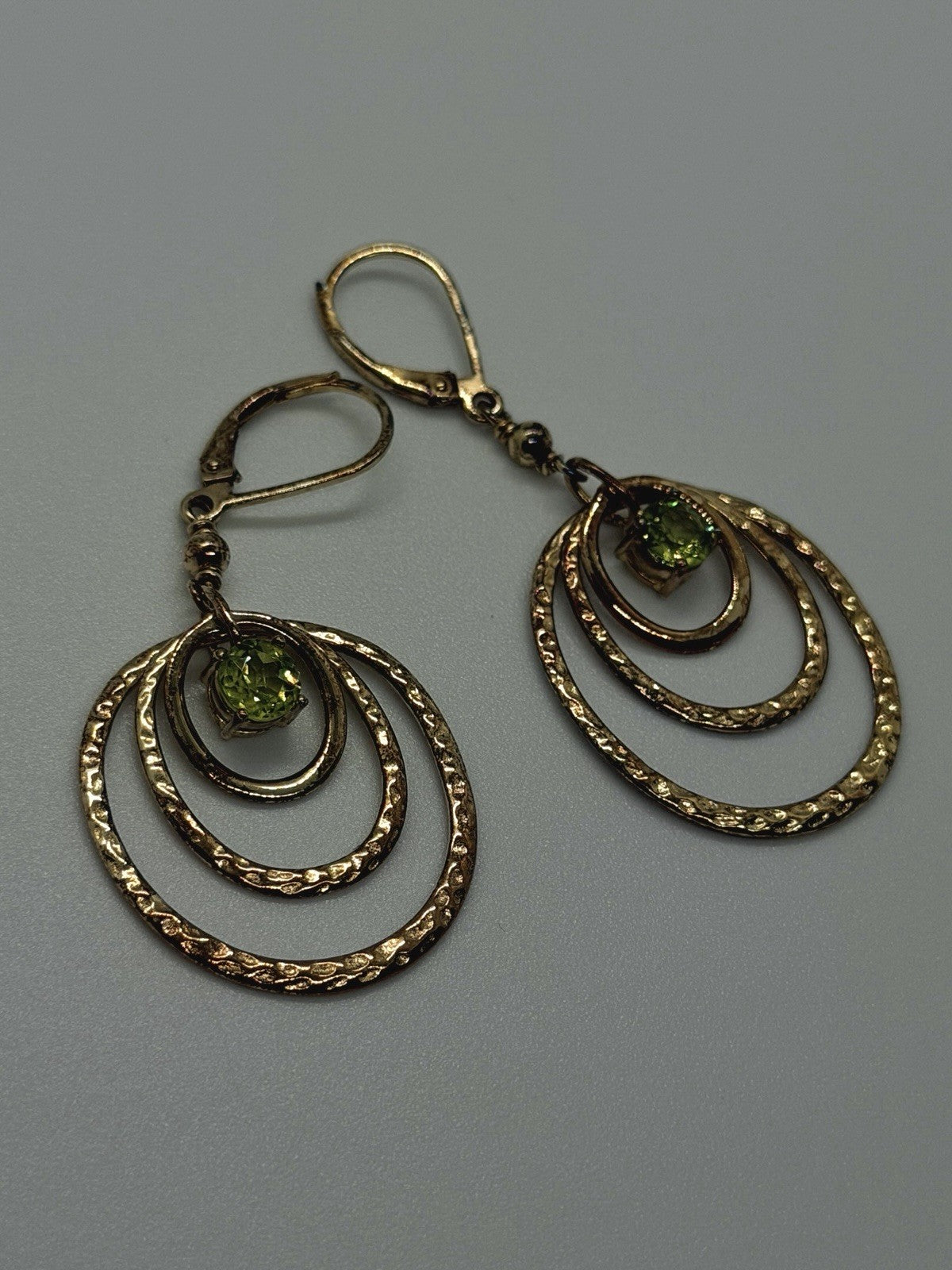 Elegant 925 Sterling Silver Gold Plated Green Peridot Earrings