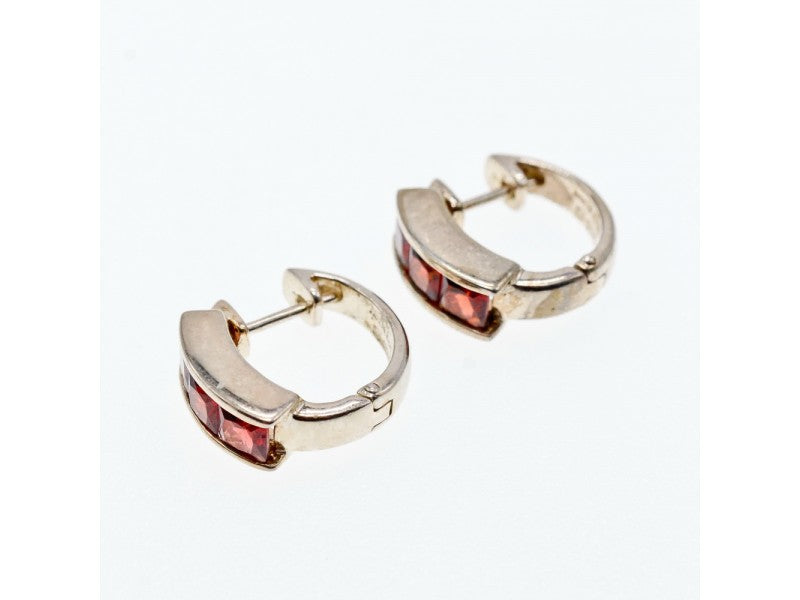 925 Sterling Silver Garnet Earrings