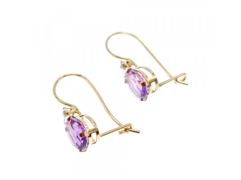 10K Yellow Gold Tourmaline & Diamond Earrings