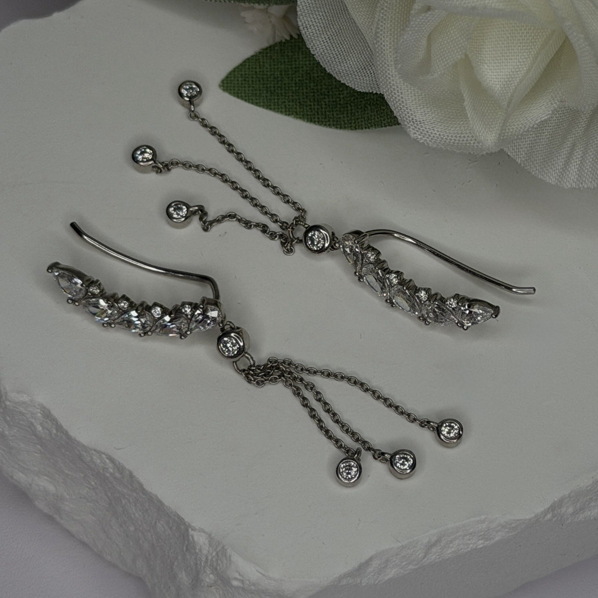 Ear Climbers Ear Crawlers 925 Sterling Silver Cz Earrings