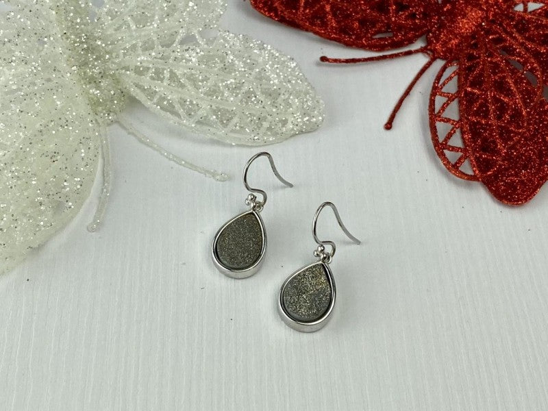 925 Sterling Silver Pyrite "Drops" Earrings