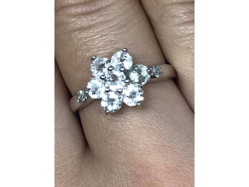 925 Sterling Silver CZ "Flower" Ring Size 8