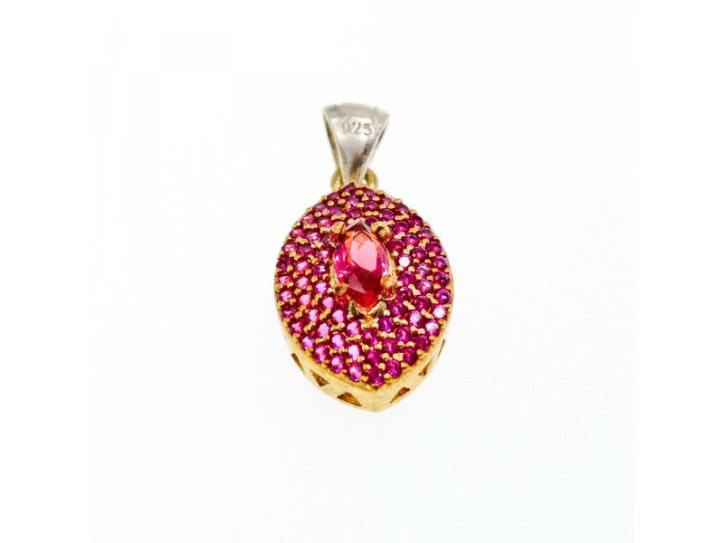 925 Sterling Silver with Gilding Rubellite Set
