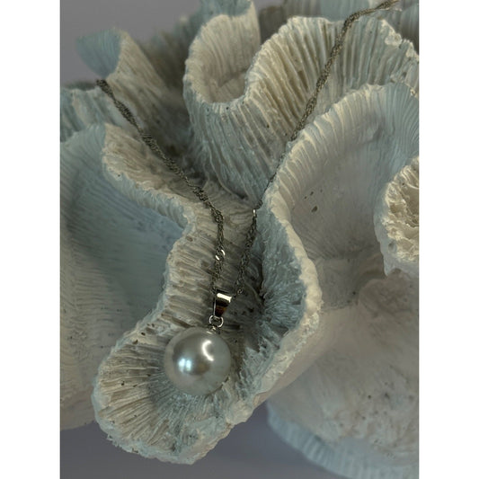 925 Sterling Silver Pearl Necklace Length 18 Inch